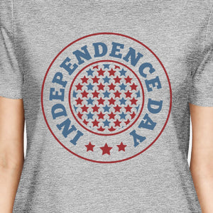 Independence Day American Flag Shirt Womens Grey 4th Of July Tee - 365INLOVE