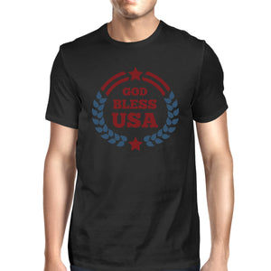 God Bless USA American Flag Shirt Mens Black 4th Of July Tee Shirt - 365INLOVE