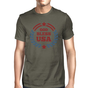 God Bless USA American Flag Tee Men Dark Gray 4th Of July Tee Shirt - 365INLOVE