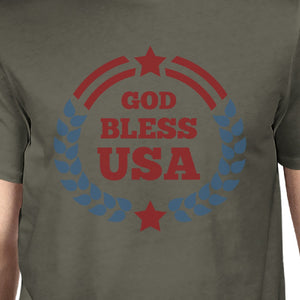 God Bless USA American Flag Tee Men Dark Gray 4th Of July Tee Shirt - 365INLOVE