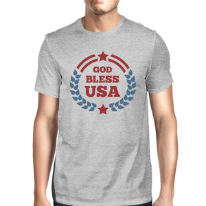 God Bless USA American Flag Shirt Mens Grey 4th Of July Tee Shirt - 365INLOVE