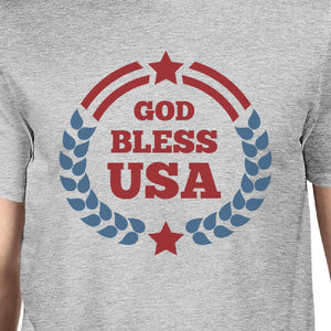 God Bless USA American Flag Shirt Mens Grey 4th Of July Tee Shirt - 365INLOVE