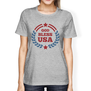 God Bless USA American Flag Shirt Womens Grey 4th Of July T Shirt - 365INLOVE