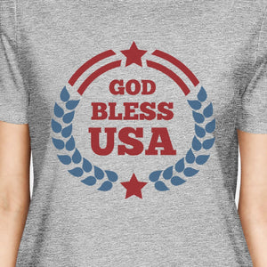 God Bless USA American Flag Shirt Womens Grey 4th Of July T Shirt - 365INLOVE