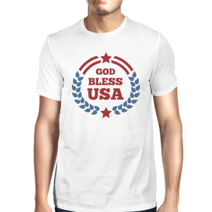 God Bless USA American Flag Shirt Mens White 4th Of July Tee Shirt - 365INLOVE