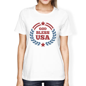 God Bless USA American Flag Shirt Womens White 4th Of July T Shirt - 365INLOVE