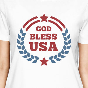 God Bless USA American Flag Shirt Womens White 4th Of July T Shirt - 365INLOVE