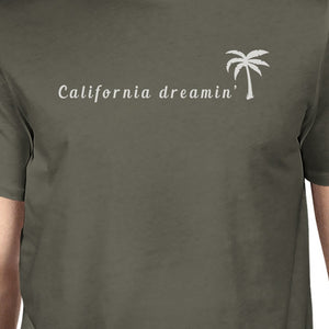 California Dreaming Mens Dark Gray Tee Crew Neck Summer T-Shirt - 365INLOVE