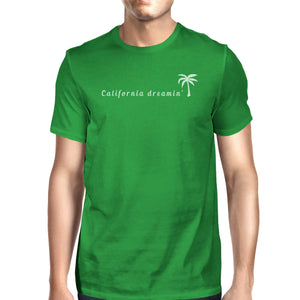 California Dreaming Mens Green Graphic Tee Crew Neck Summer T-Shirt - 365INLOVE