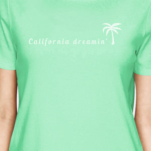 California Dreaming Womens Mint Cute Palm Tree Design Summer Shirt - 365INLOVE