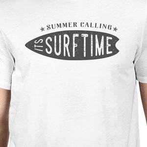 Summer Calling It's Surf Time Mens White Shirt