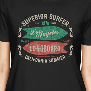 Superior Surfer Los Angeles Longboard Womens Black Shirt