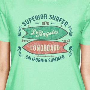 Superior Surfer Los Angeles Longboard Womens Mint Shirt