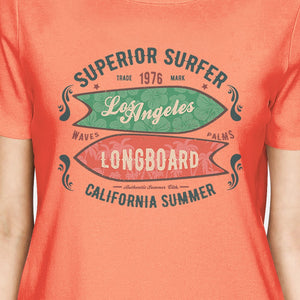 Superior Surfer Los Angeles Longboard Womens Peach Shirt
