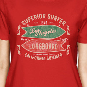 Superior Surfer Los Angeles Longboard Womens Red Shirt