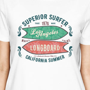 Superior Surfer Los Angeles Longboard Womens White Shirt
