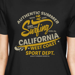 Authentic Summer Surfing California Womens Black Shirt