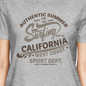 Authentic Summer Surfing California Womens Grey Shirt