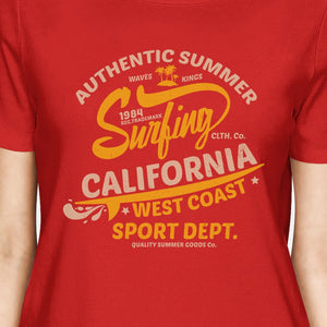 Authentic Summer Surfing California Womens Red Shirt