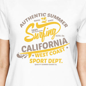 Authentic Summer Surfing California Womens White Shirt