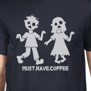 Must Have Coffee Zombies Mens Navy Shirt