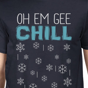 Oh Em Gee Chill Snowflakes Mens Navy Shirt