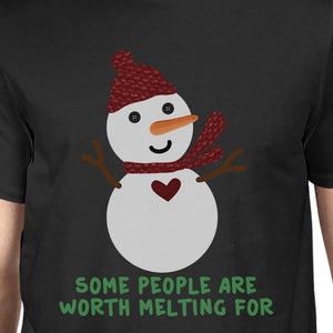 Some People Are Worth Melting For Snowman Mens Black Shirt