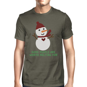 Some People Are Worth Melting For Snowman Mens Dark Grey Shirt