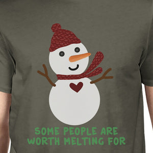 Some People Are Worth Melting For Snowman Mens Dark Grey Shirt