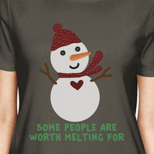 Some People Are Worth Melting For Snowman Womens Dark Grey Shirt