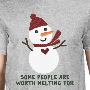 Some People Are Worth Melting For Snowman Mens Grey Shirt