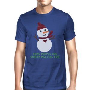 Some People Are Worth Melting For Snowman Mens Royal Blue Shirt