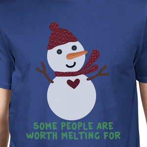 Some People Are Worth Melting For Snowman Mens Royal Blue Shirt