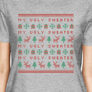 My Ugly Sweater Pattern Womens Grey Shirt