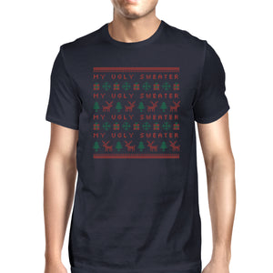 My Ugly Sweater Pattern Mens Navy Shirt