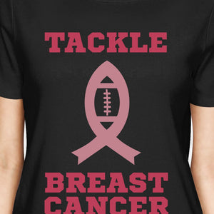 Tackle Breast Cancer Football Womens Black Shirt