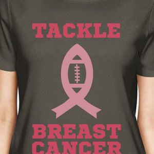 Tackle Breast Cancer Football Womens Dark Grey Shirt