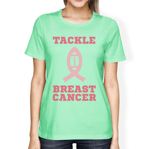 Tackle Breast Cancer Football Womens Mint Shirt