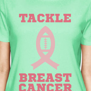 Tackle Breast Cancer Football Womens Mint Shirt