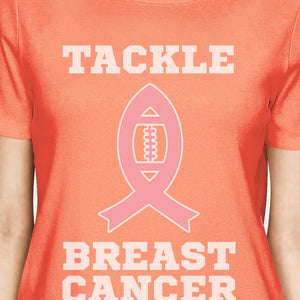 Tackle Breast Cancer Football Womens Peach Shirt