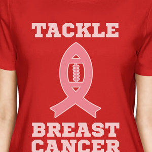 Tackle Breast Cancer Football Womens Red Shirt