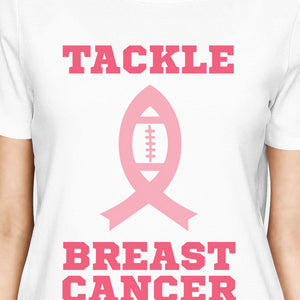 Tackle Breast Cancer Football Womens White Shirt