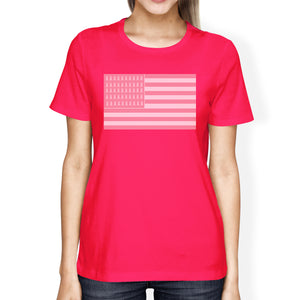 Breast Cancer Awareness Pink Flag Womens Hot Pink Shirt