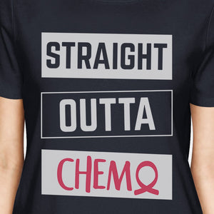 Straight Outta Chemo Breast Cancer Womens Navy Shirt