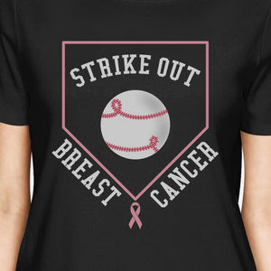 Strike Out Breast Cancer Baseball Womens Black Shirt