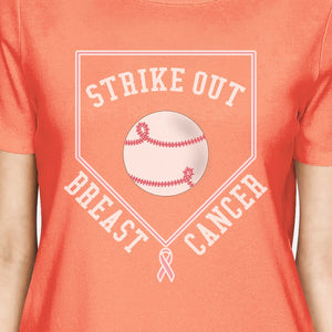 Strike Out Breast Cancer Baseball Womens Peach Shirt