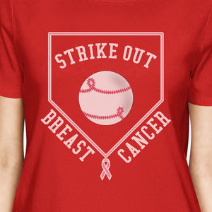 Strike Out Breast Cancer Baseball Womens Red Shirt