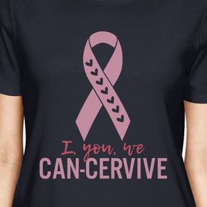 I You We Can-Cervive Breast Cancer Womens Navy Shirt