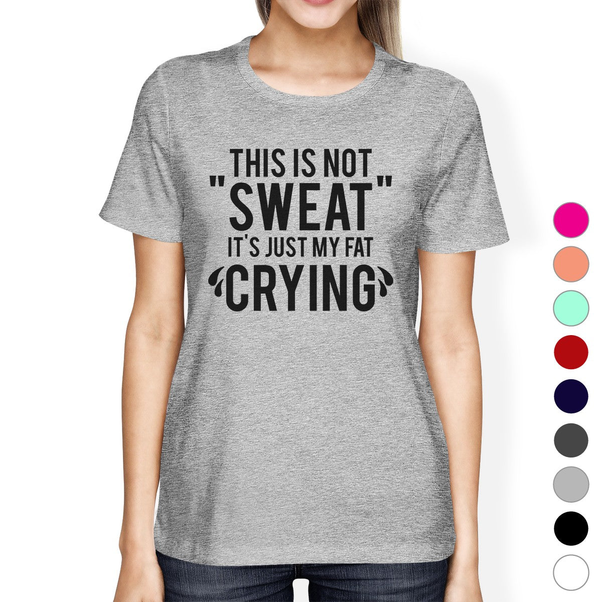 Fat Crying Womens Cute Workout Tops T-Shirt Funny Gym Fitness