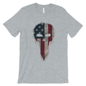 Vintage American Flag Skull T-Shirt 4th of July Shirts for Men